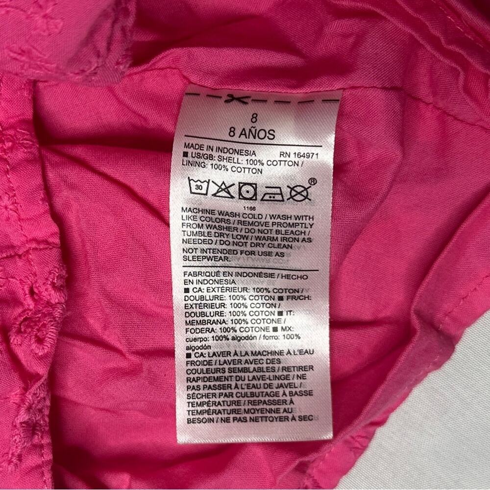 Janie and Jack Pink Eyelet Romper Girls 8 Ruffle Strap Summer Vacation Outfit - Picture 11 of 11